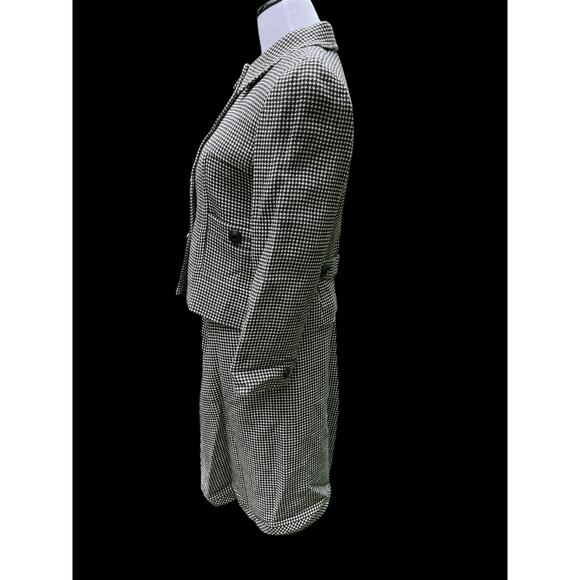 VTG Women's 2 Piece Skirt Suit Black & White Houndstooth 100% Wool Made In USA - Picture 2 of 16